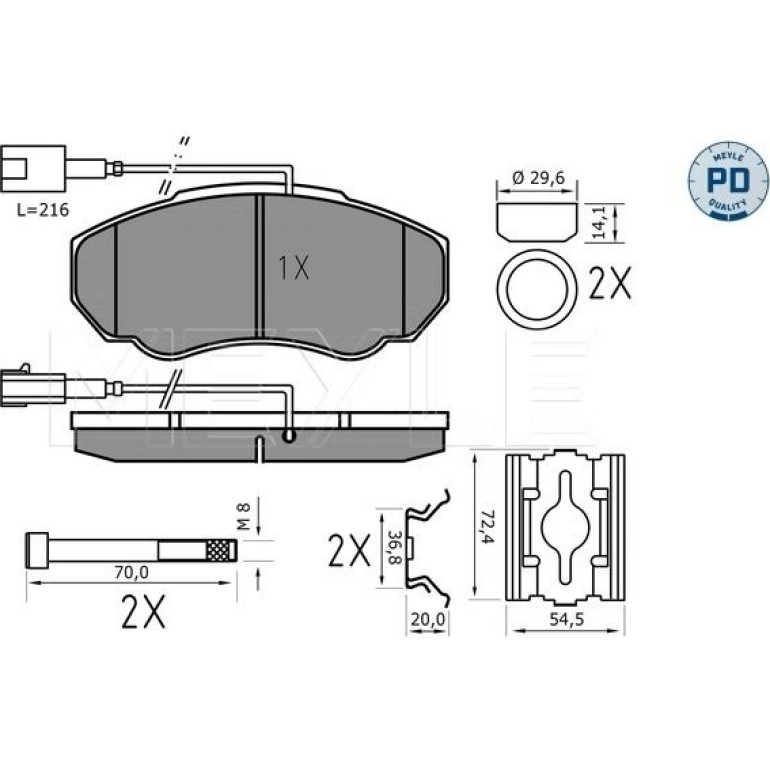 Bremsbelagsatz Fiat P. Ducato 02- 10/14 Mit Sensor 025 239 1719/PD Bremsbelagsatz Fiat P. Ducato 02- 10/14 Mit Sensor 025 239 1719/PD