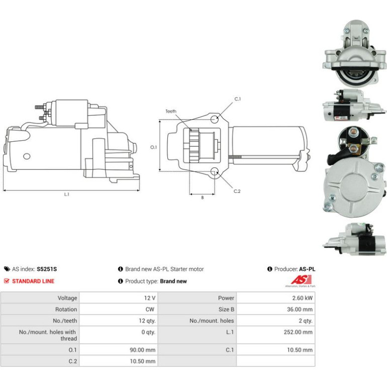AS-PL Anlasser S5251S AS-PL Anlasser S5251S