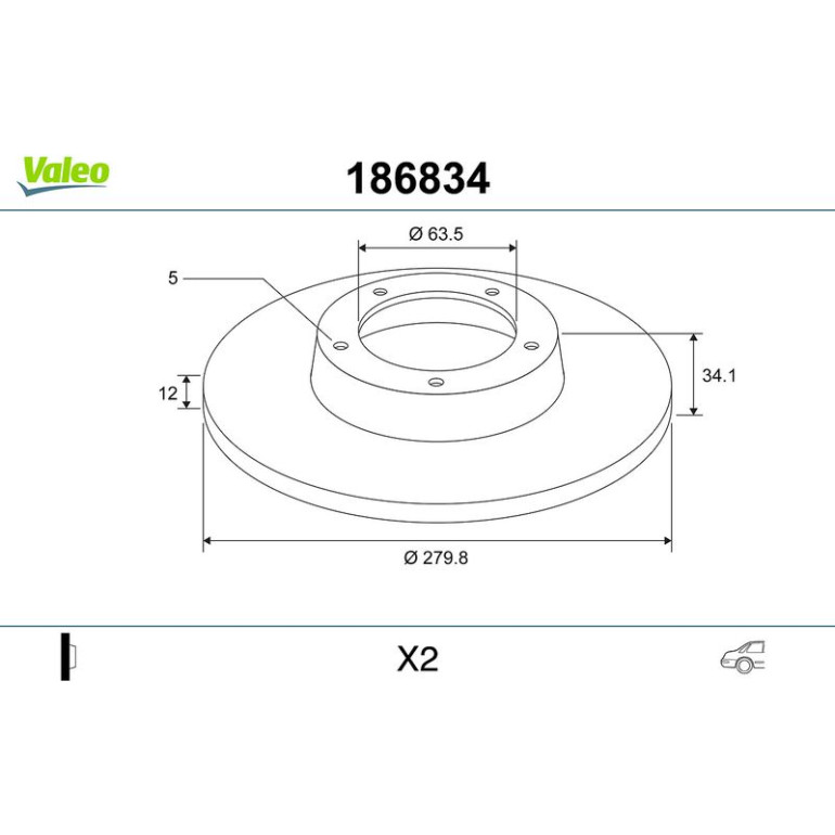 VALEO Bremsscheibe 186834 VALEO Bremsscheibe 186834