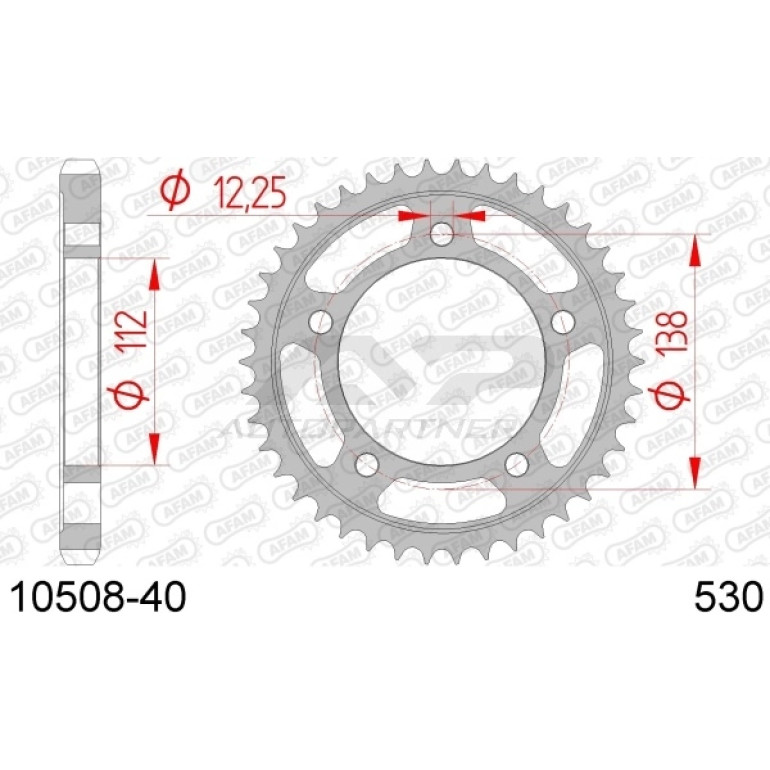 AFAM Kettenrad STAHL 40 Zähne 10508-40 AFAM Kettenrad STAHL 40 Zähne 10508-40
