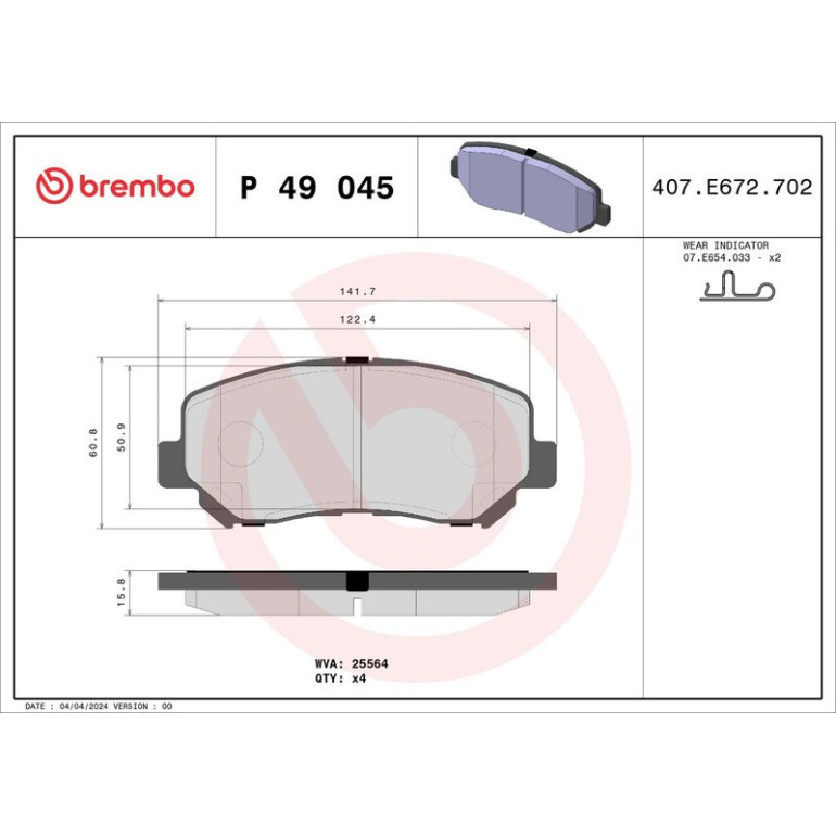 BREMBO Bremsklötze VA P 49 045 BREMBO Bremsklötze VA P 49 045