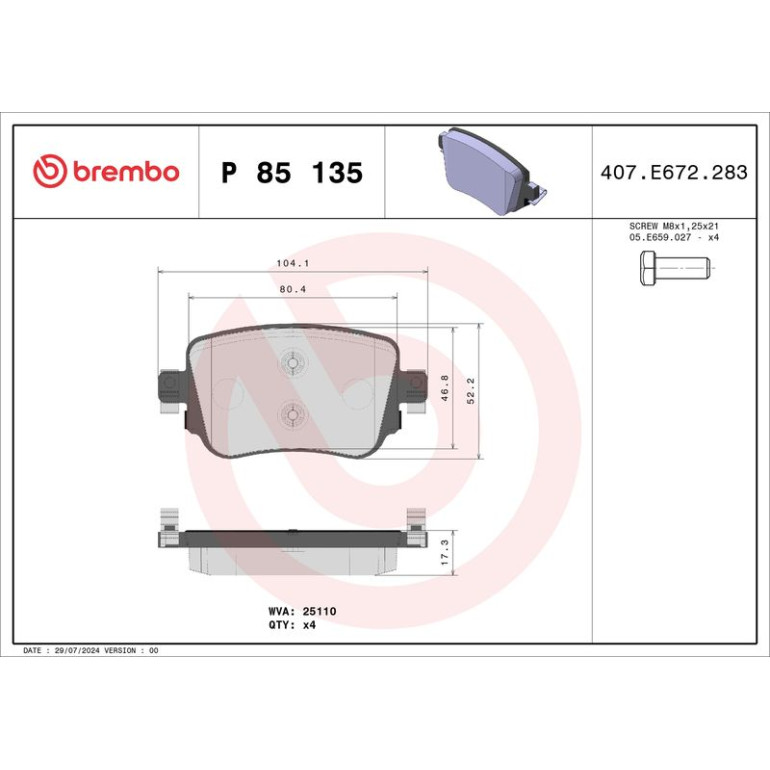BREMBO Bremsklötze HA P 85 135 BREMBO Bremsklötze HA P 85 135