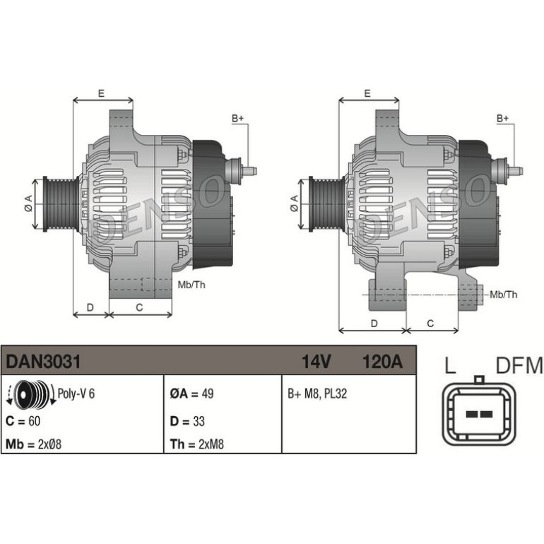 DENSO Generator DAN3031 DENSO Generator DAN3031