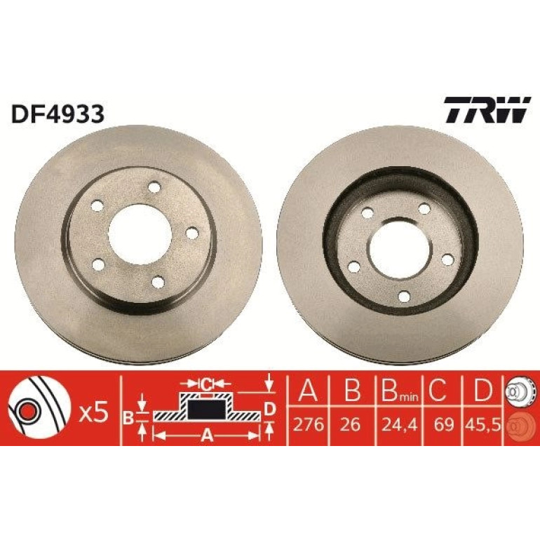Bremsscheibe Mitsubishi P. Lancer 08 DF4933 Bremsscheibe Mitsubishi P. Lancer 08 DF4933