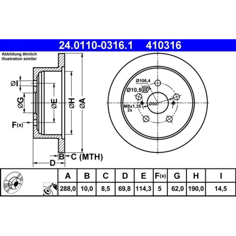 Bremsscheibe Lexus T. Rx 3.0-3.5 03-08 24.0110-0316.1 Bremsscheibe Lexus T. Rx 3.0-3.5 03-08 24.0110-0316.1