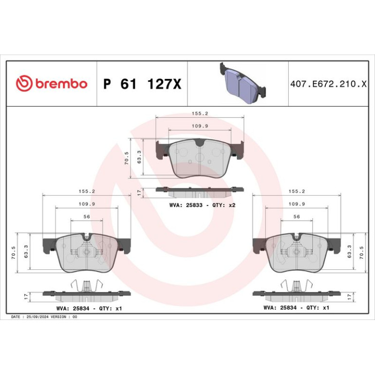 BREMBO Bremsklötze VA P 61 127X BREMBO Bremsklötze VA P 61 127X