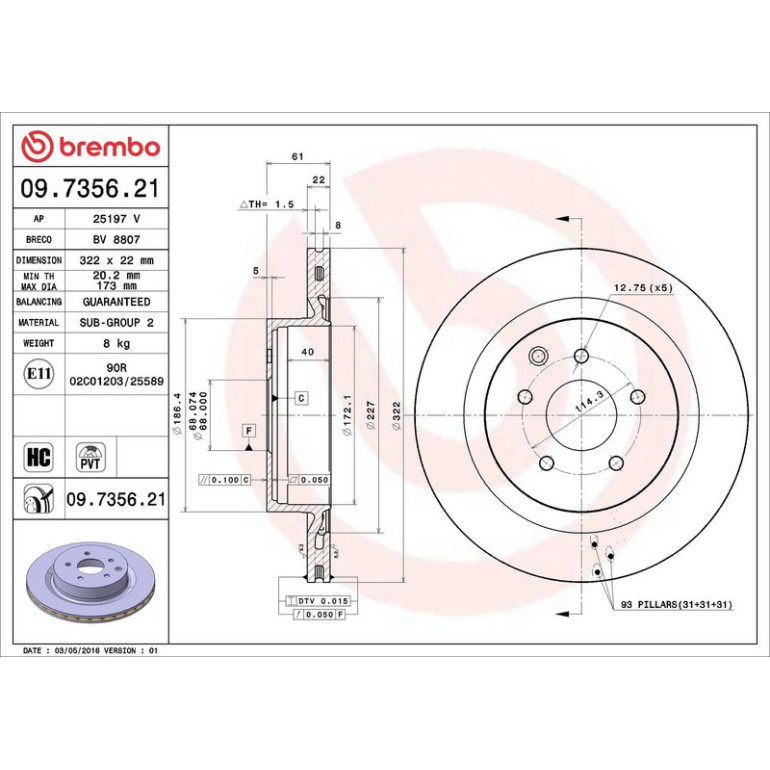 85 482 033 Bremsscheibe HA 09.7356.21 85 482 033 Bremsscheibe HA 09.7356.21