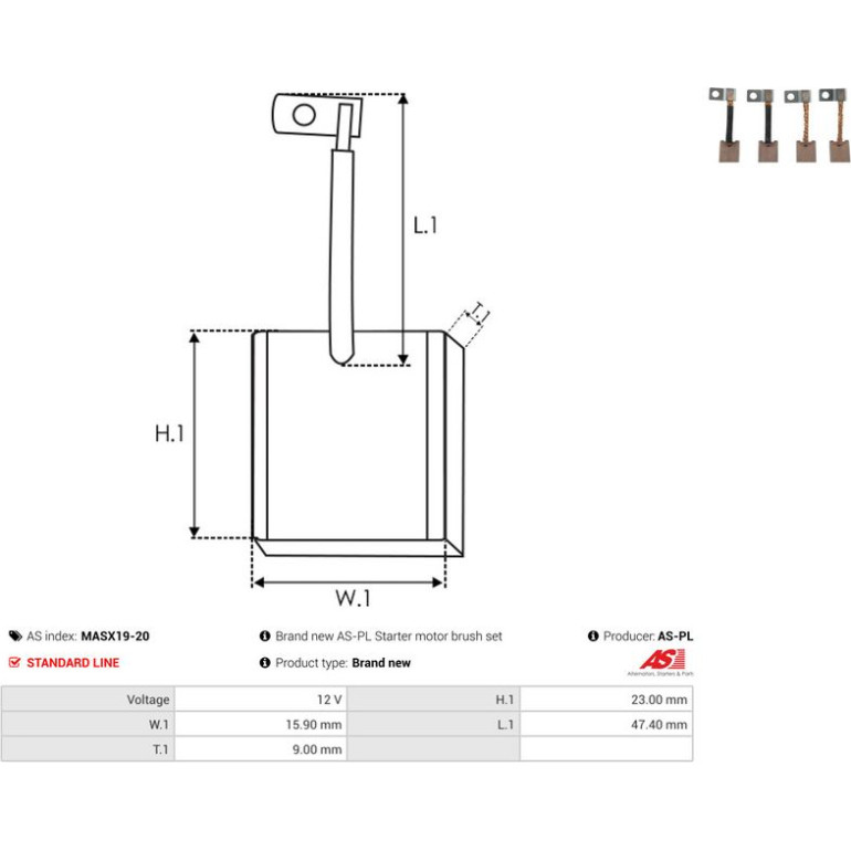 Kohlebürste, Starter MASX19-20 Kohlebürste, Starter MASX19-20