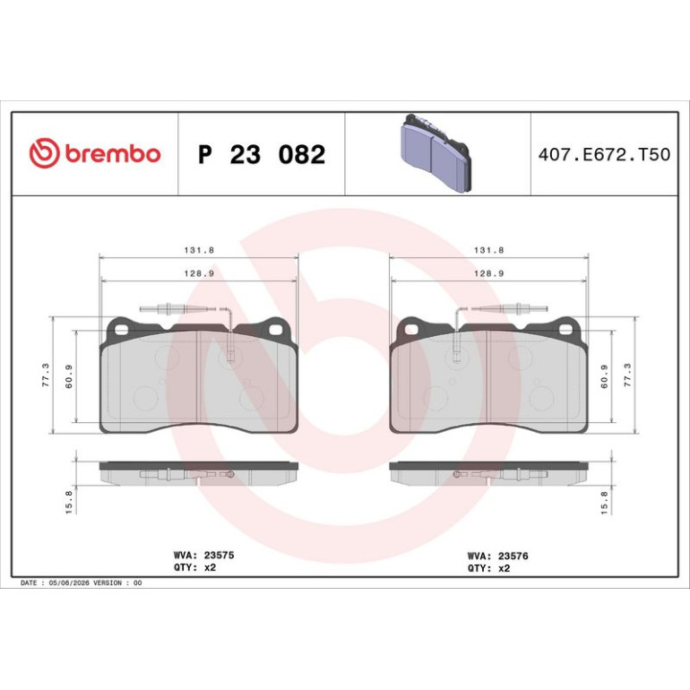BREMBO Bremsklötze VA P 23 082 BREMBO Bremsklötze VA P 23 082