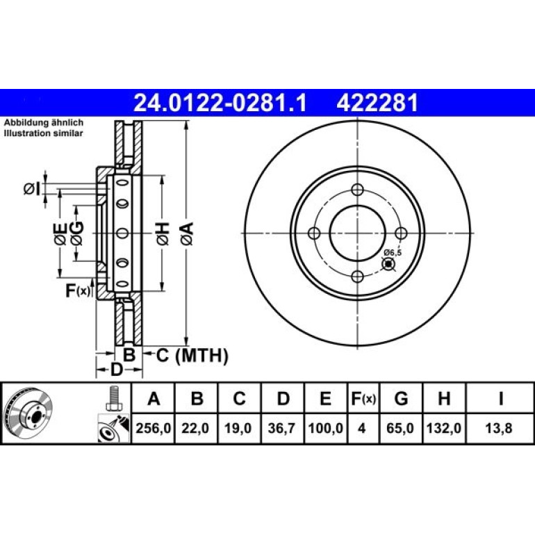 Bremsscheibe Vw P. Up/Skoda Citigo 11 24.0122-0281.1 Bremsscheibe Vw P. Up/Skoda Citigo 11 24.0122-0281.1