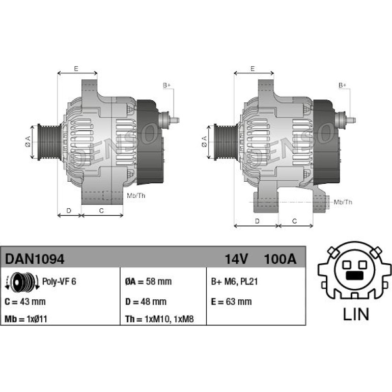 DENSO Generator DAN1094 DENSO Generator DAN1094