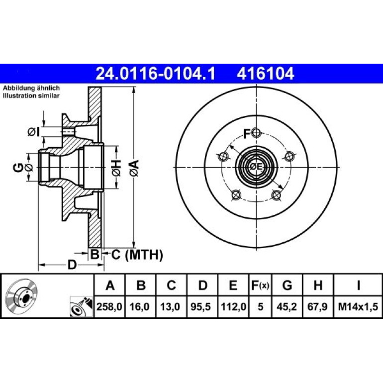 Bremsscheibe Vw P. T3 79-92 24.0116-0104.1 Bremsscheibe Vw P. T3 79-92 24.0116-0104.1
