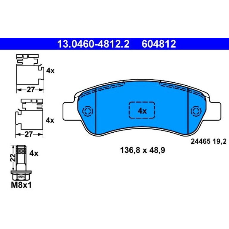 Bremsbelagsatz Peugeot T. Boxer 06-/Jumper/Ducato 06- Ohne Sensoren 13.0460-4812.2 Bremsbelagsatz Peugeot T. Boxer 06-/Jumper/Ducato 06- Ohne Sensoren 13.0460-4812.2