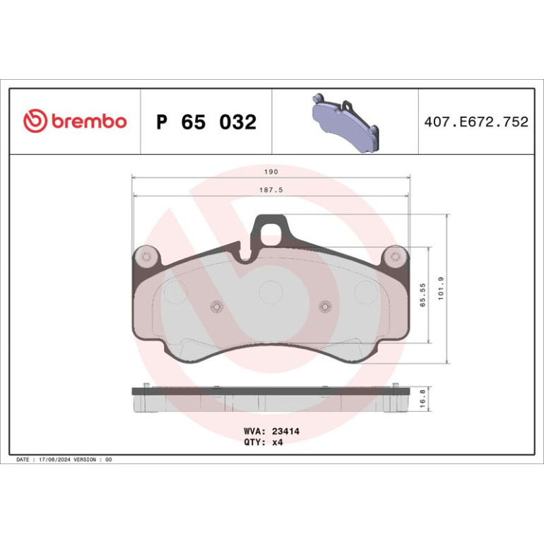 BREMBO Bremsklötze VA P 65 032