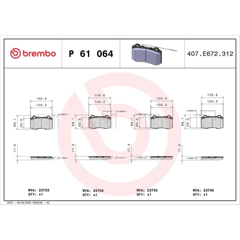 BREMBO Bremsklötze VA P 61 064 BREMBO Bremsklötze VA P 61 064