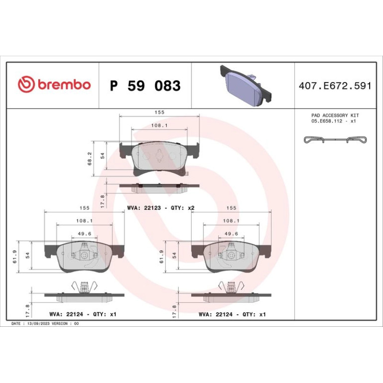 BREMBO Bremsklötze VA P 59 083 BREMBO Bremsklötze VA P 59 083