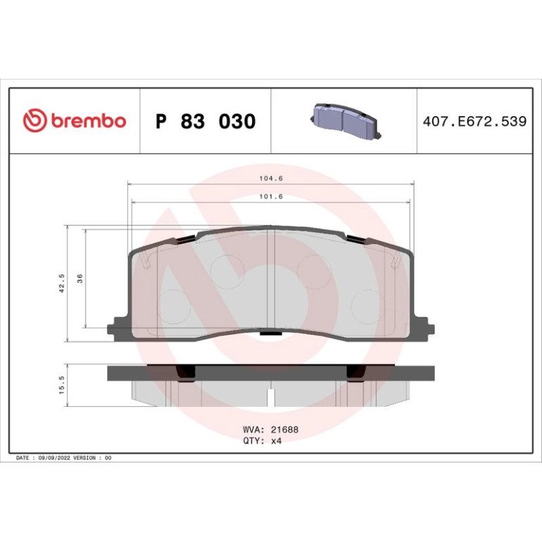 BREMBO Bremsklötze HA P 83 030 BREMBO Bremsklötze HA P 83 030