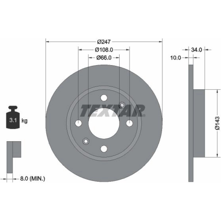 Bremsscheibe Peugeot S. 106/309/205/Saxo/Zx/C15 92029803 Bremsscheibe Peugeot S. 106/309/205/Saxo/Zx/C15 92029803