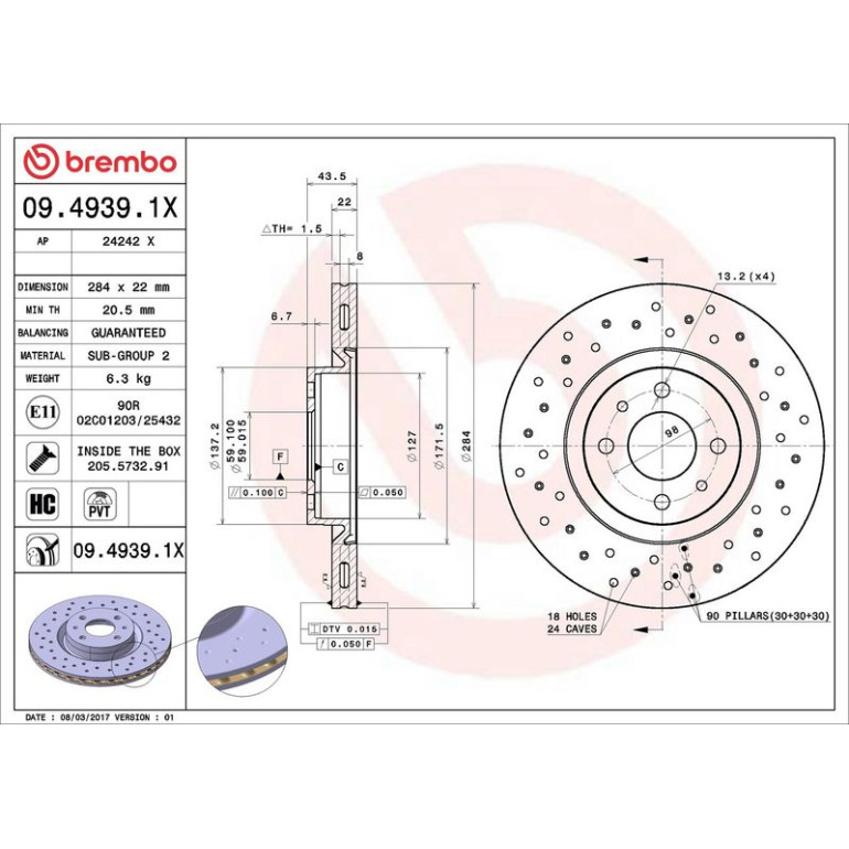 Bremsscheibe VA Xtra 09.4939.1X