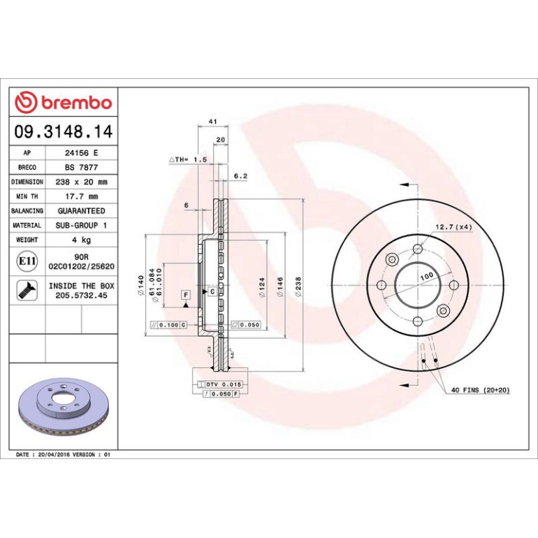 72 481 017 Bremsscheibe VA 09.3148.14