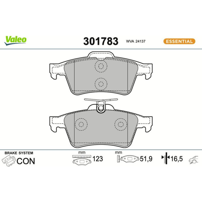 VALEO Bremsbeläge 301783 VALEO Bremsbeläge 301783