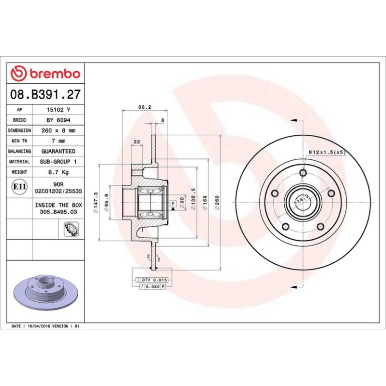 Bremsscheibe HA 08.B391.27 Bremsscheibe HA 08.B391.27