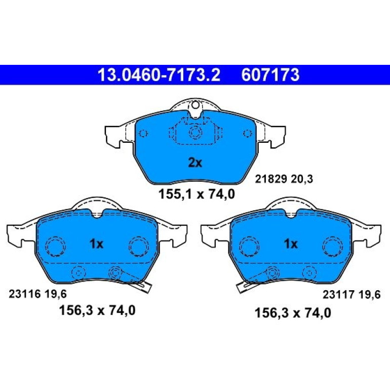 Bremsbelagsatz Opel P. Astra/Zafira 2.0 99-05 Mit Sensor 13.0460-7173.2 Bremsbelagsatz Opel P. Astra/Zafira 2.0 99-05 Mit Sensor 13.0460-7173.2