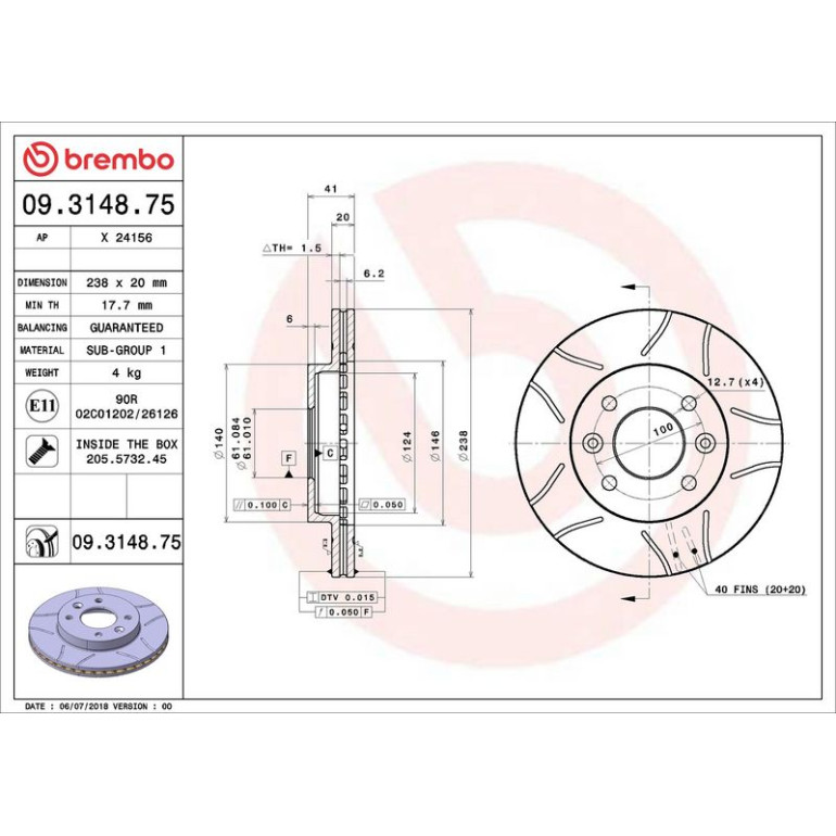 72 481 017M Bremsscheibe VA Brembo Max 09.3148.75 72 481 017M Bremsscheibe VA Brembo Max 09.3148.75