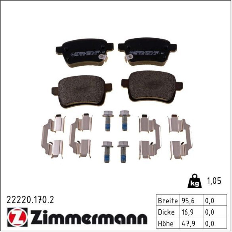 ZIMMERMANN Bremsbeläge 22220.170.2 ZIMMERMANN Bremsbeläge 22220.170.2