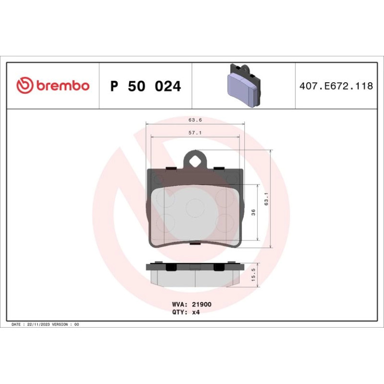 BREMBO Bremsklötze HA P 50 024 BREMBO Bremsklötze HA P 50 024