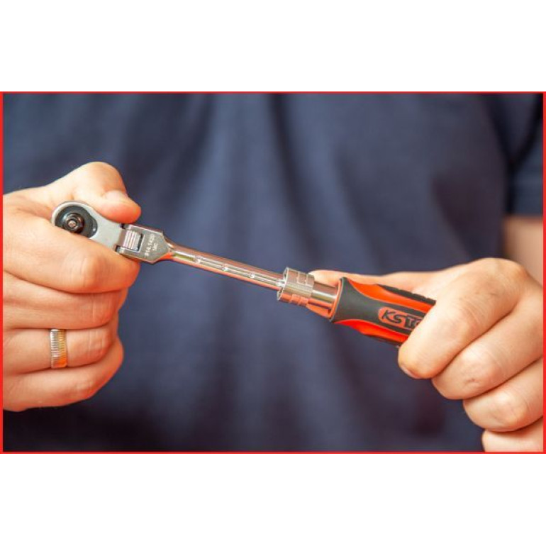 KS TOOLS Kniehebel-Teleskopratsche mit Gelenk 1/4 SlimPOWER, 72 Zähne 914.1420 KS TOOLS Kniehebel-Teleskopratsche mit Gelenk 1/4 SlimPOWER, 72 Zähne 914.1420