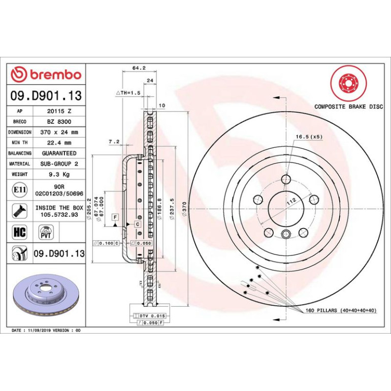 Bremsscheibe HA 09.D901.13 Bremsscheibe HA 09.D901.13