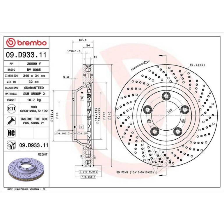 Bremsscheibe VA re 09.D933.11 Bremsscheibe VA re 09.D933.11