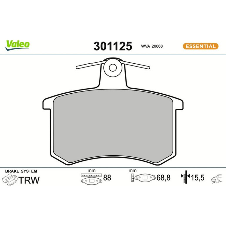 VALEO Bremsbeläge 301125 VALEO Bremsbeläge 301125