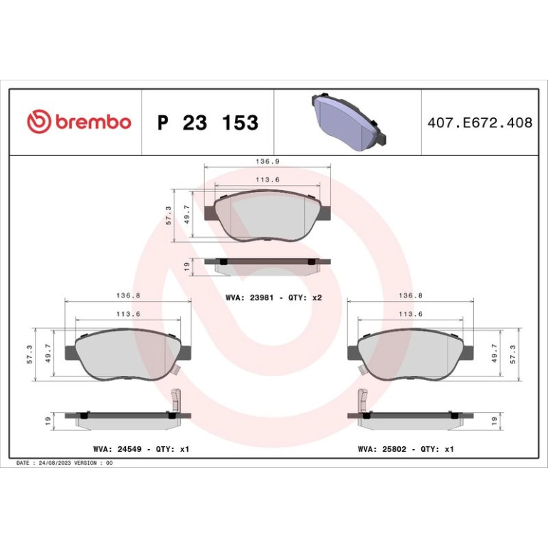 BREMBO Bremsklötze VA P 23 153 BREMBO Bremsklötze VA P 23 153