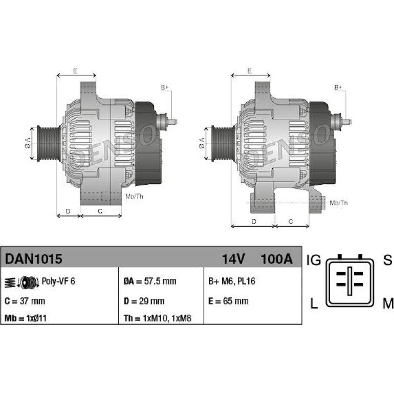 DENSO Generator DAN1015 DENSO Generator DAN1015