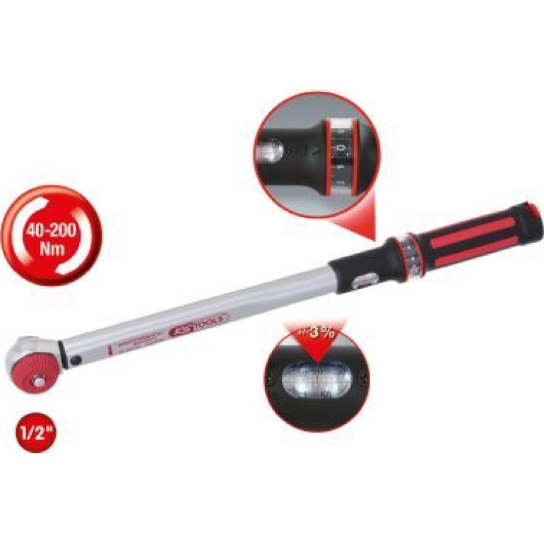 KS TOOLS Drehmomentschlüssel 1/2 ERGOTORQUE®precision, 20-200 Nm, mit Ratschenkopf mit Drehradschaltung 516.6042 KS TOOLS Drehmomentschlüssel 1/2 ERGOTORQUE®precision, 20-200 Nm, mit Ratschenkopf mit Drehradschaltung 516.6042
