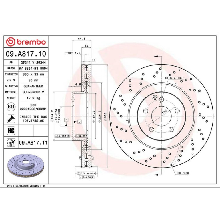 15 481 068 Bremsscheibe VA 09.A817.11 15 481 068 Bremsscheibe VA 09.A817.11