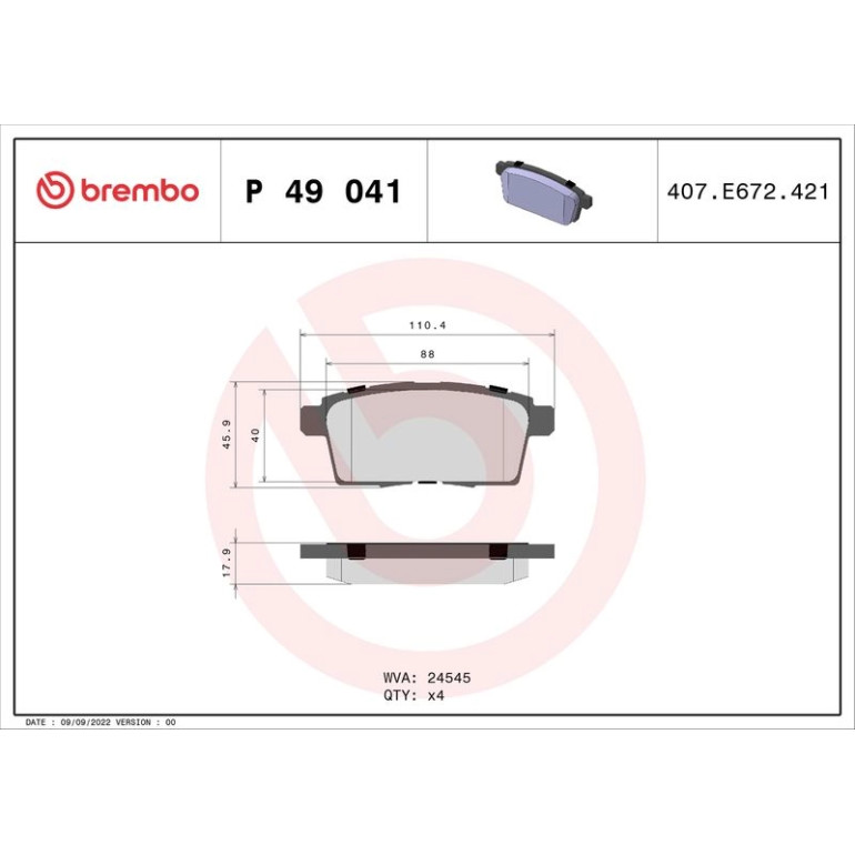 BREMBO Bremsklötze HA P 49 041 BREMBO Bremsklötze HA P 49 041
