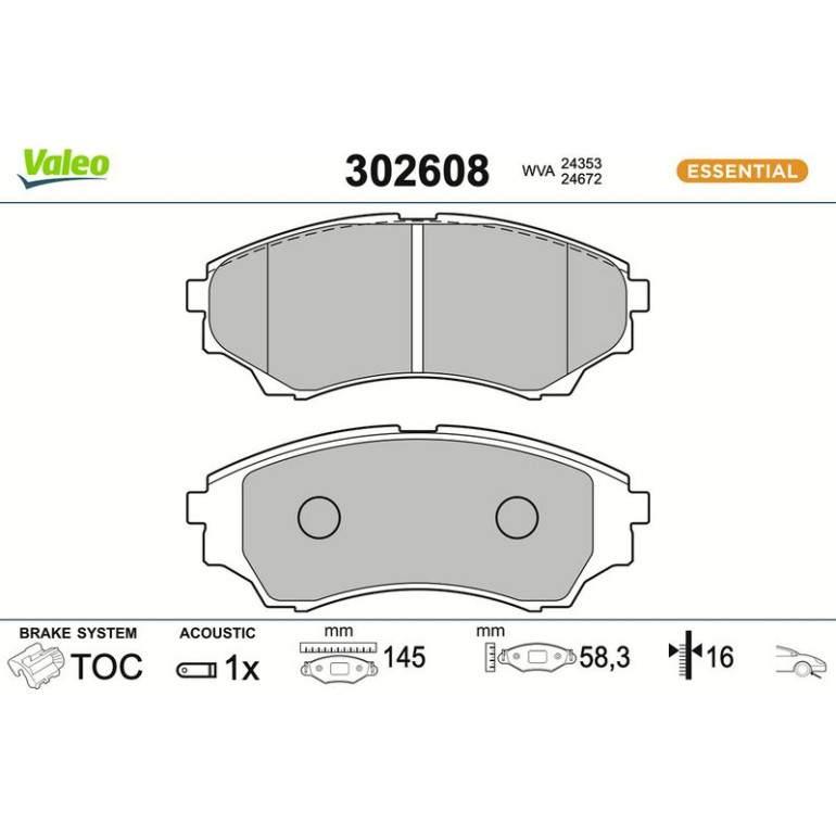 VALEO Bremsbeläge 302608 VALEO Bremsbeläge 302608