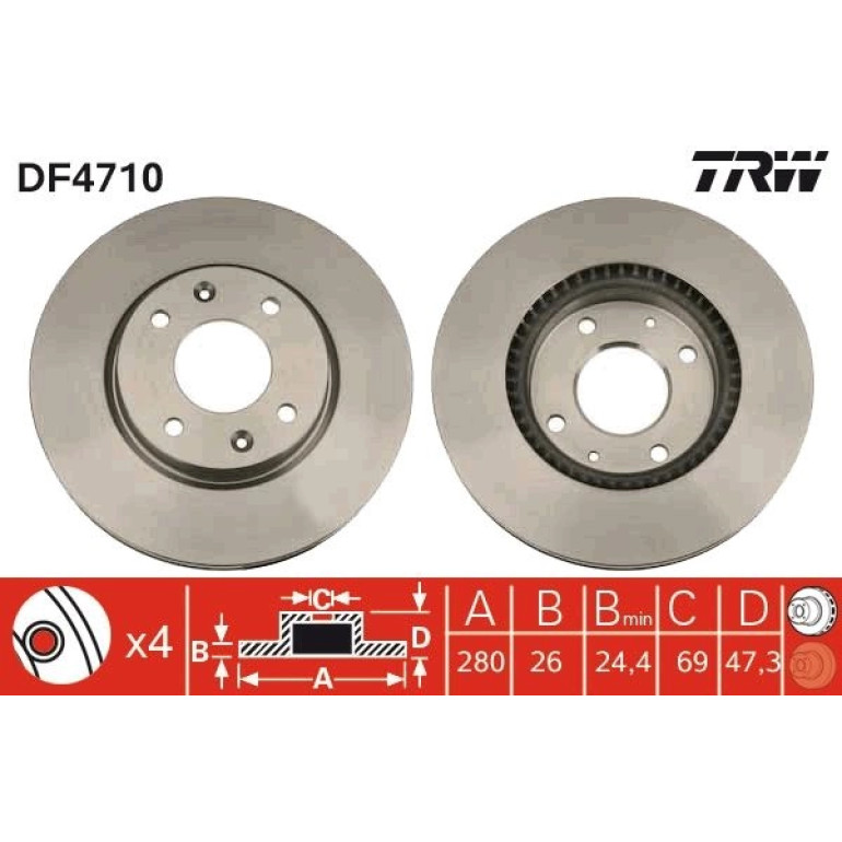TRW Bremsscheibe DF4710 TRW Bremsscheibe DF4710