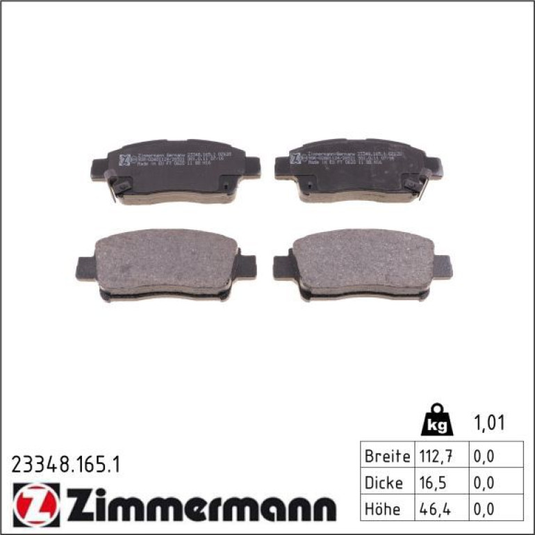 ZIMMERMANN Bremsbeläge 23348.165.1 ZIMMERMANN Bremsbeläge 23348.165.1