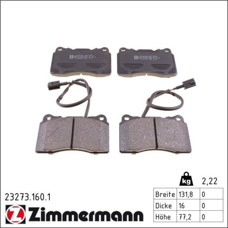 ZIMMERMANN Bremsbeläge 23273.160.1 ZIMMERMANN Bremsbeläge 23273.160.1