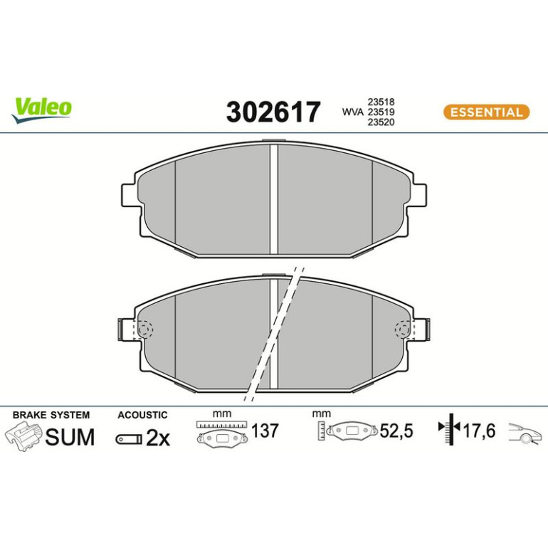 VALEO Bremsbeläge 302617 VALEO Bremsbeläge 302617