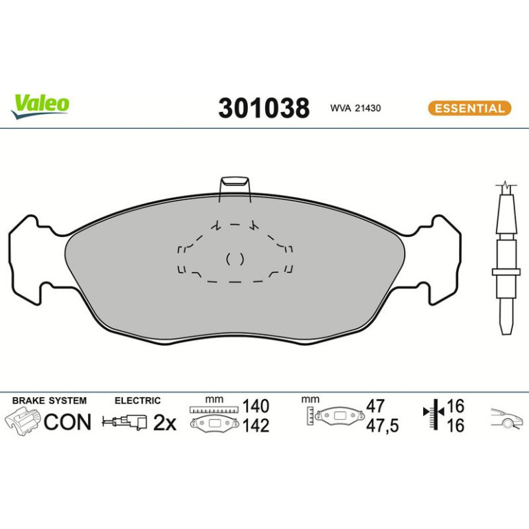 VALEO Bremsbeläge 301038 VALEO Bremsbeläge 301038