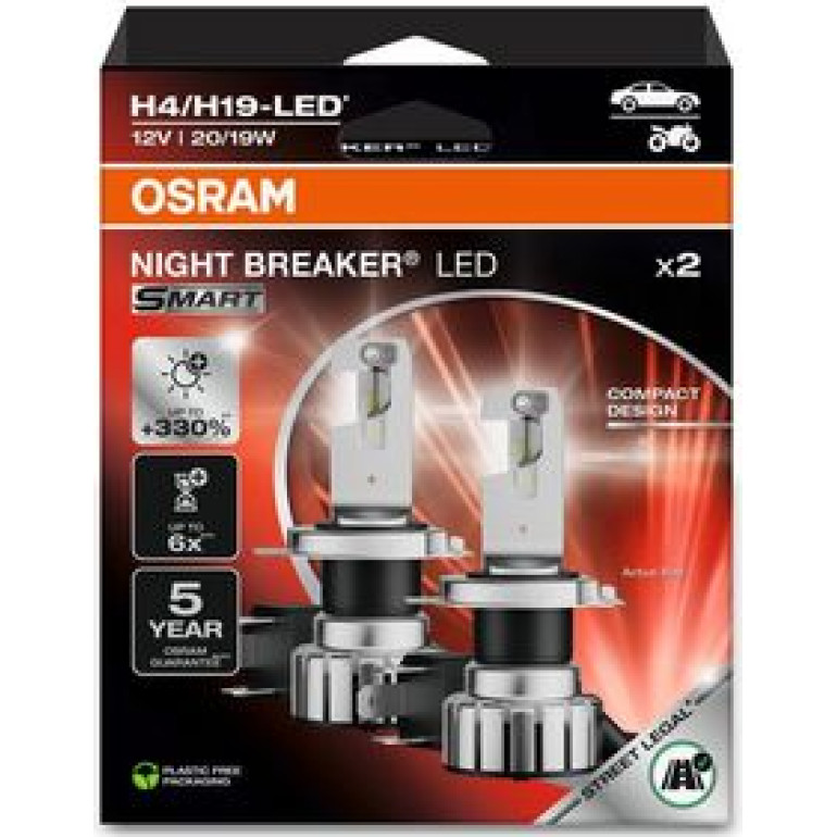 H4/H19 NIGHT BREAKER LED SMART +330% StVZO-Konforme LED 2 St. OSRAM H4/H19 NIGHT BREAKER LED SMART +330% StVZO-Konforme LED 2 St. OSRAM