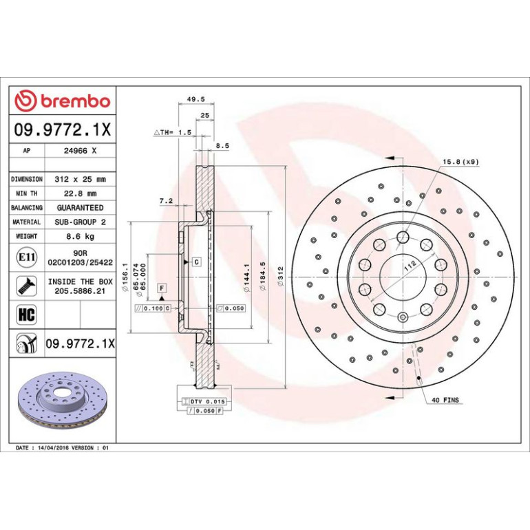 Bremsscheibe VA Xtra 09.9772.1X