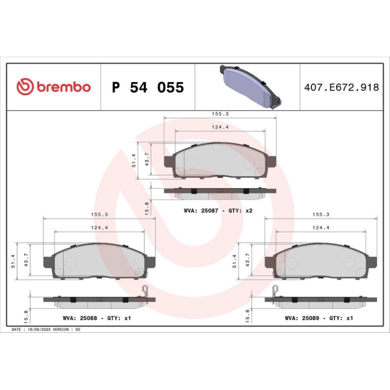 BREMBO Bremsklötze VA P 54 055 BREMBO Bremsklötze VA P 54 055