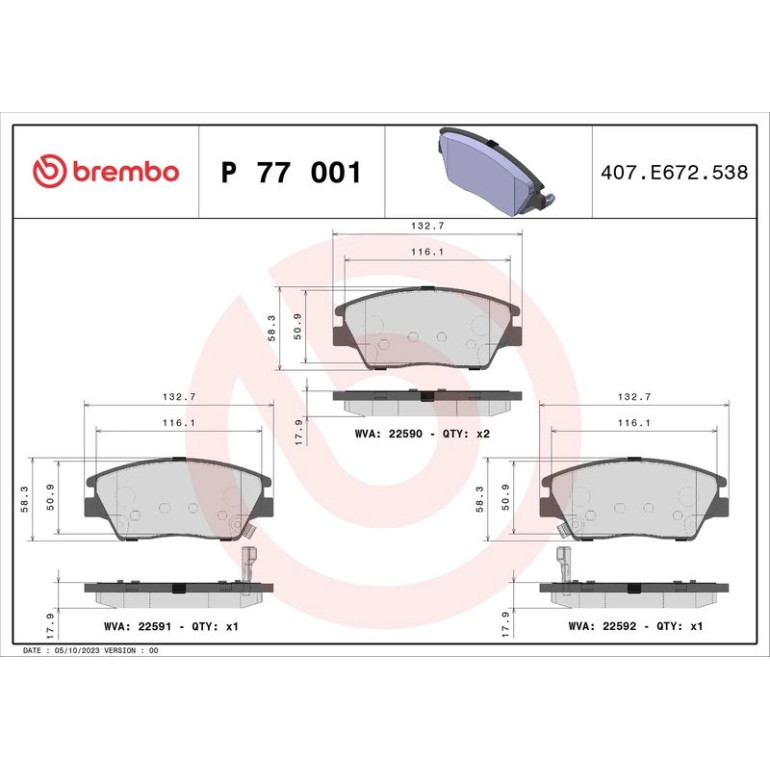 BREMBO Bremsklötze VA P 77 001 BREMBO Bremsklötze VA P 77 001