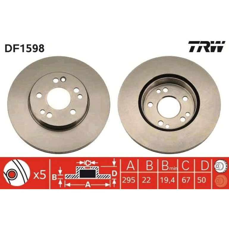 Bremsscheibe Db P. W124 280 DF1598 Bremsscheibe Db P. W124 280 DF1598